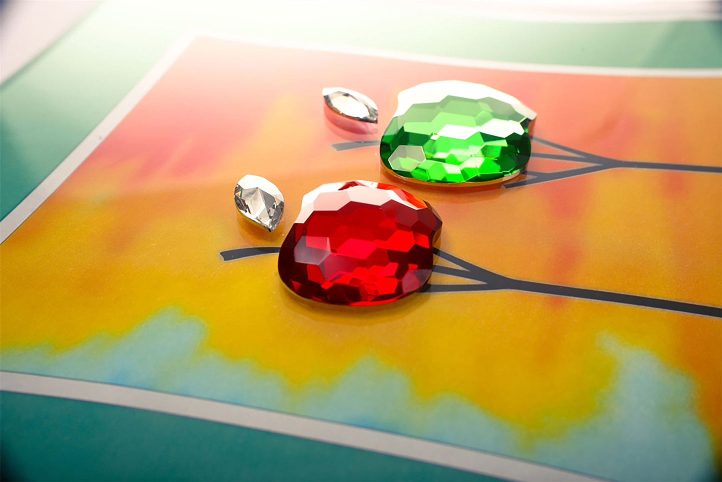 Diyas Home Crystal Wall Art (DH) Nature Apples, Black Frame, Amber, Green, Red Crystal Framed