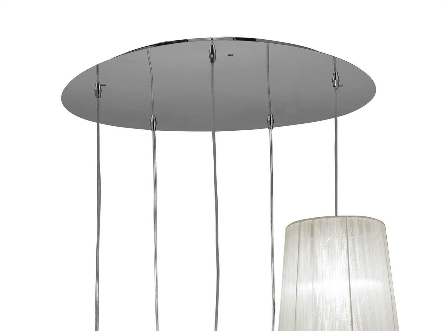 Mantra M3857 Tiffany Pendant 5+5 Light E27+G9 Spiral, Polished Chrome with White Shades & Clear Crystal
