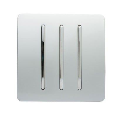 Trendi 3 Gang 2 Way Artistic Modern 10 Amp Rocker Light Switch Silver ART-SS6SI