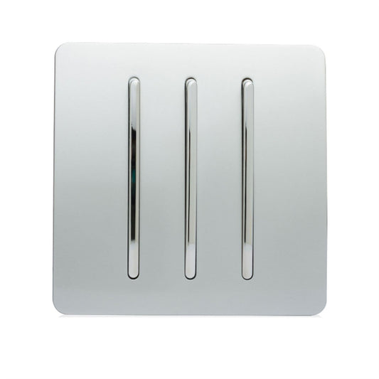 Trendi 3 Gang 2 Way Artistic Modern 10 Amp Rocker Light Switch Silver ART-SS6SI