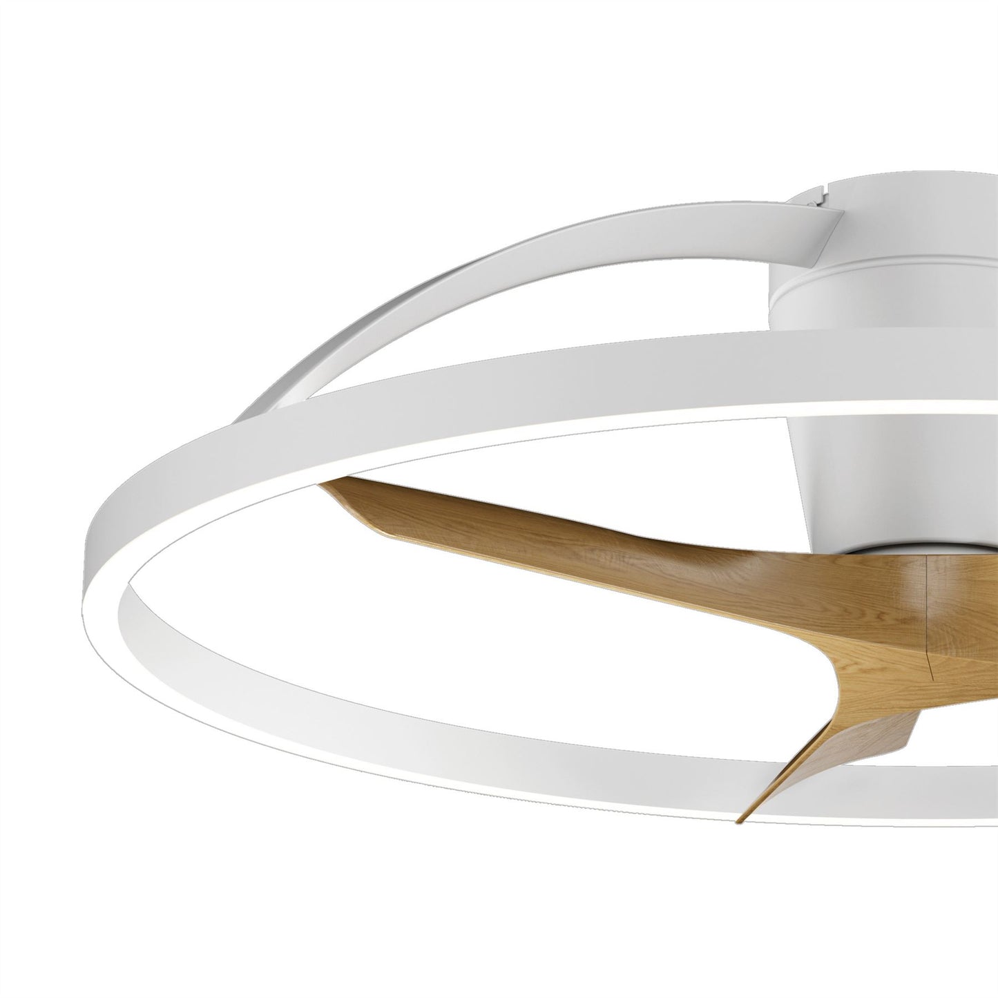 Nepal II Mini 75cm 32W LED Dimmable Light With Built-In 32W DC Reversible Fan, White/Wood Finish c/w Remote Control, 4000lm, 5yrs Warranty