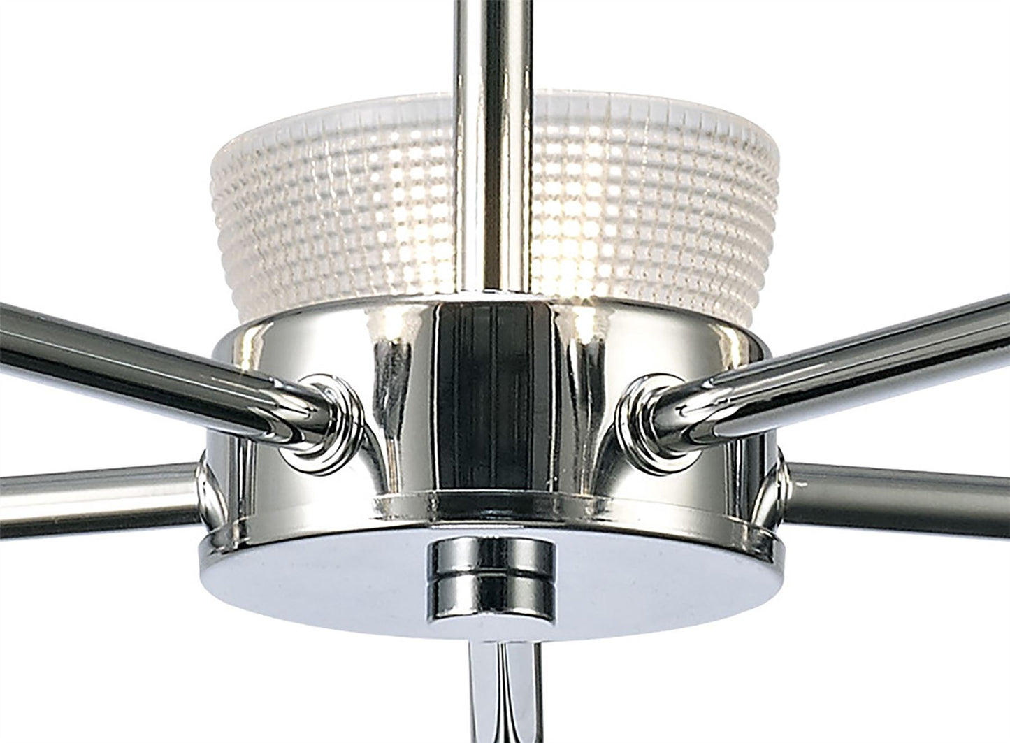 Deco Avalon Ceiling 5 Light G9 Pendant/Semi Ceiling Light, Polished Chrome with Clear Prismatic Glass