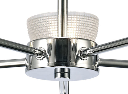 Deco Avalon Ceiling 5 Light G9 Pendant/Semi Ceiling Light, Polished Chrome with Clear Prismatic Glass