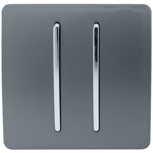 Trendi 2 Gang Artistic Modern Glossy Tactile Home Automation Switch Warm Grey