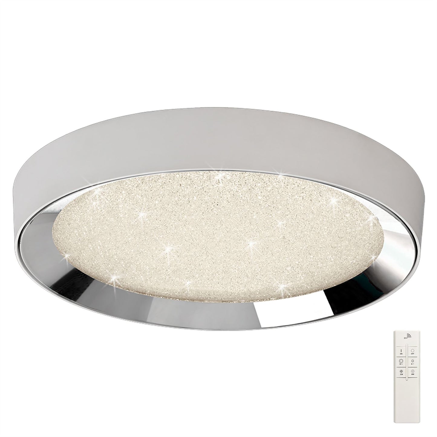 Mantra Fusion M5922 Male Flush 65cm Round 40W LED 3000-6500K Tuneable, 3200lm, Remote Control Chrome/ Acrylic, 3yrs Warranty - M5922 Crystal