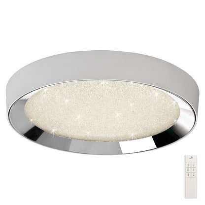 Mantra Fusion M5922 Male Flush 65cm Round 40W LED 3000-6500K Tuneable, 3200lm, Remote Control Chrome/ Acrylic, 3yrs Warranty - M5922 Crystal