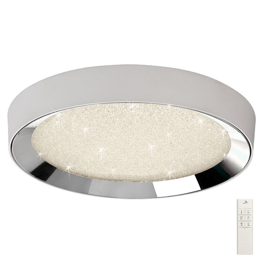 Mantra Fusion M5922 Male Flush 65cm Round 40W LED 3000-6500K Tuneable, 3200lm, Remote Control Chrome/ Acrylic, 3yrs Warranty - M5922 Crystal