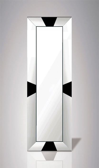 Diyas Home Talut 120cm x 40cm Black Trapezium Cut Detailed Mirror (Can Only Be Shipped On A Pallet, Additional Charges May Apply.) Mirrors