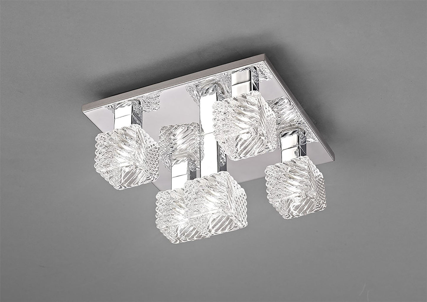 Deco Accor Ceiling Flush 5 Light G9, 230mm Square, Polished Chrome/Clear Glass
