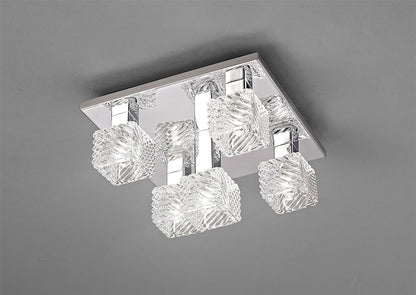 Deco Accor Ceiling Flush 5 Light G9, 230mm Square, Polished Chrome/Clear Glass
