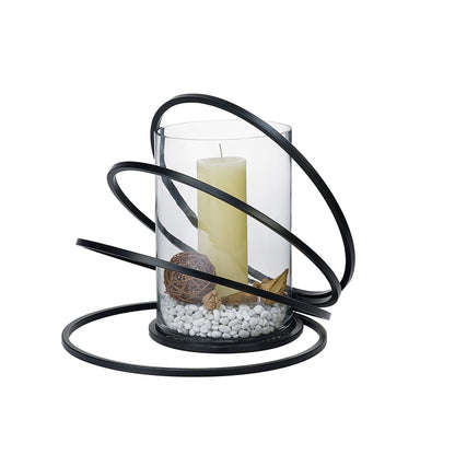 Diyas Home (DH) Oreo Candle Holder 4 Ring Large Black/Clear Glass Art