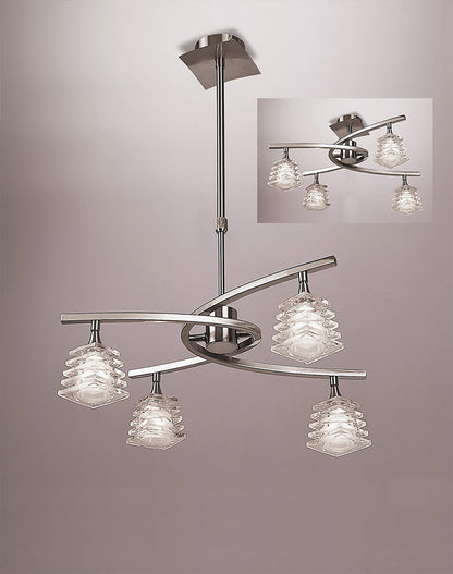 Mantra M0012 Keops Telescopic Pendant Semi Flush Convertible 4 Light G9, Satin Nickel