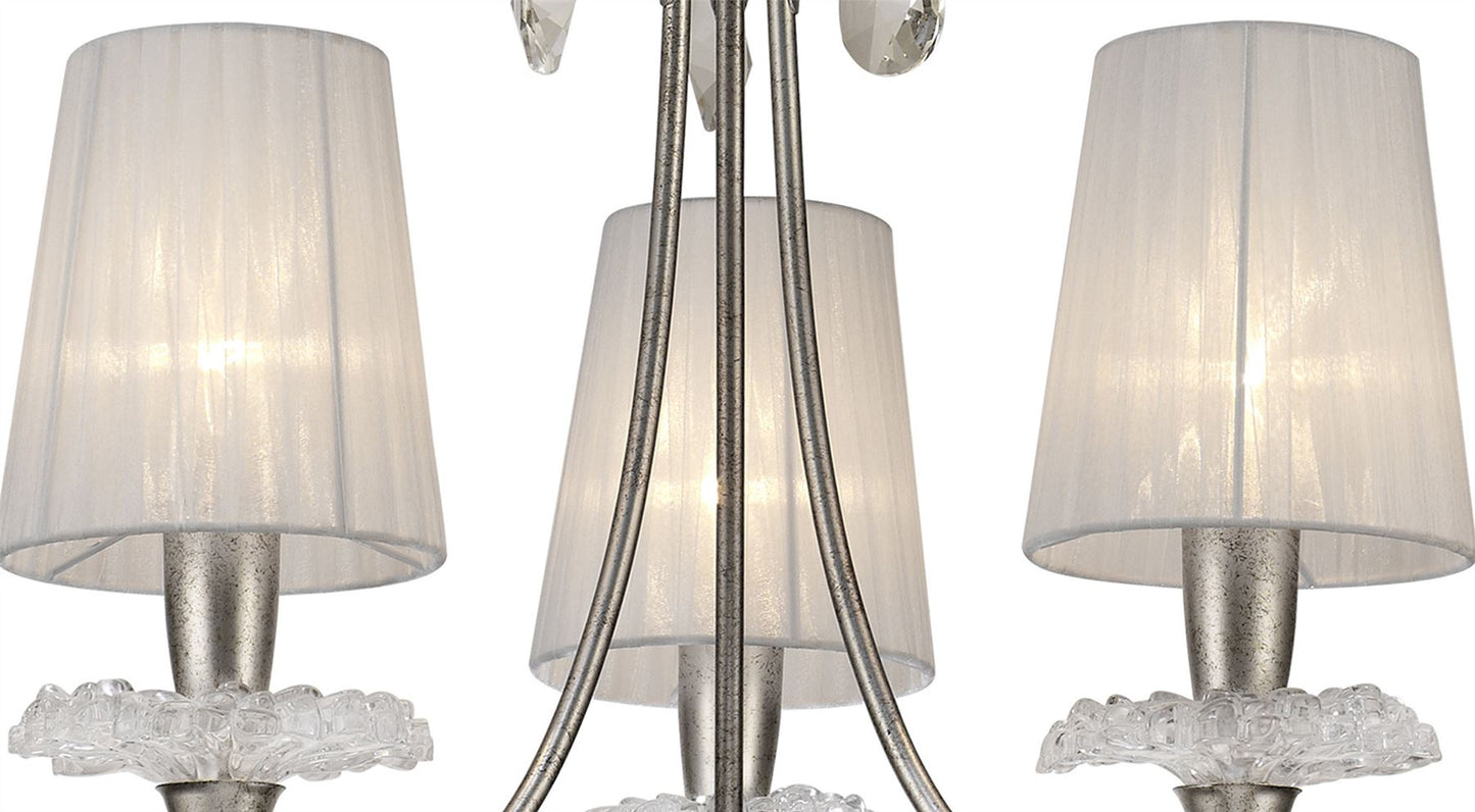 Mantra M6303 Sophie Pendant 63cm Round, 3 x E14 (Max 20W), Silver Painting, White Shades