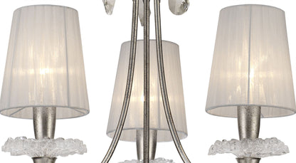 Mantra M6303 Sophie Pendant 63cm Round, 3 x E14 (Max 20W), Silver Painting, White Shades