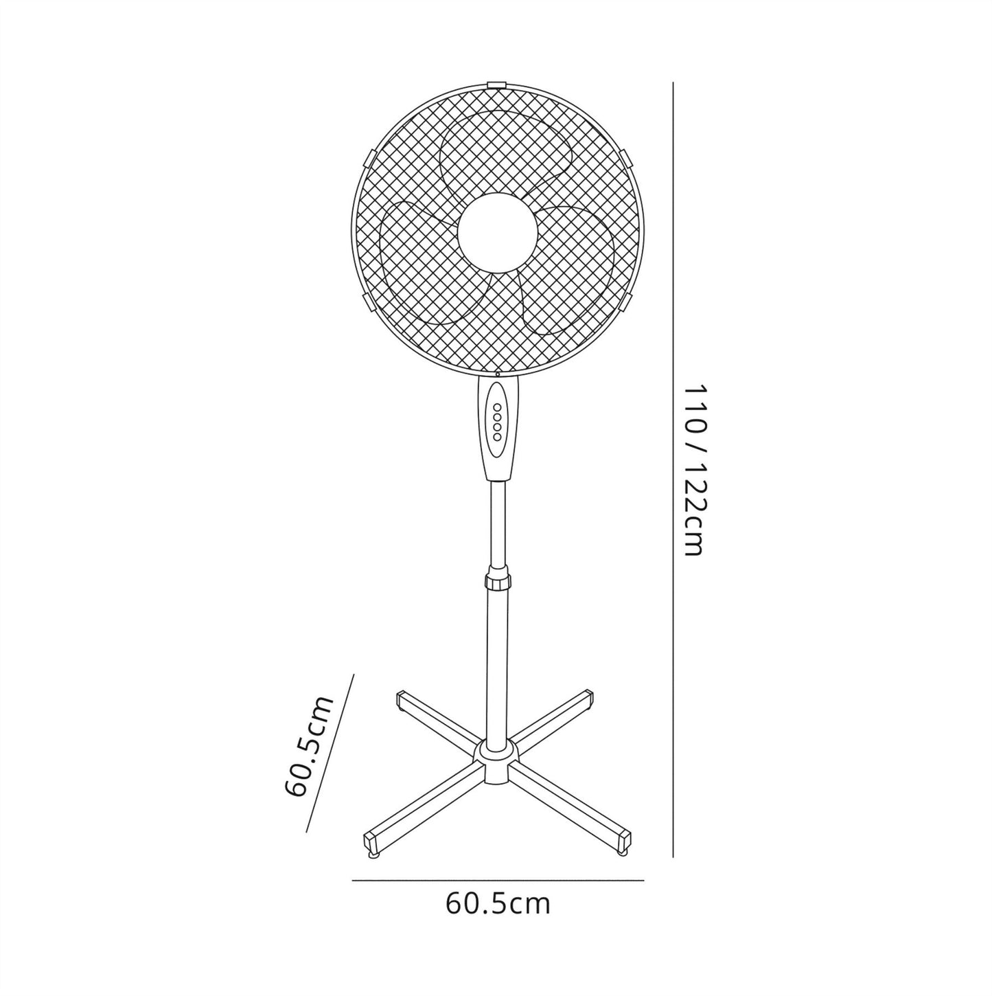 Airo 45W 16 Inch 3 Speed Oscillating Pedestal Fan in White
