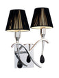 Mantra Siena Wall Light Switched 2 Light E14, Polished Chrome with Black Shades and Black Crystal