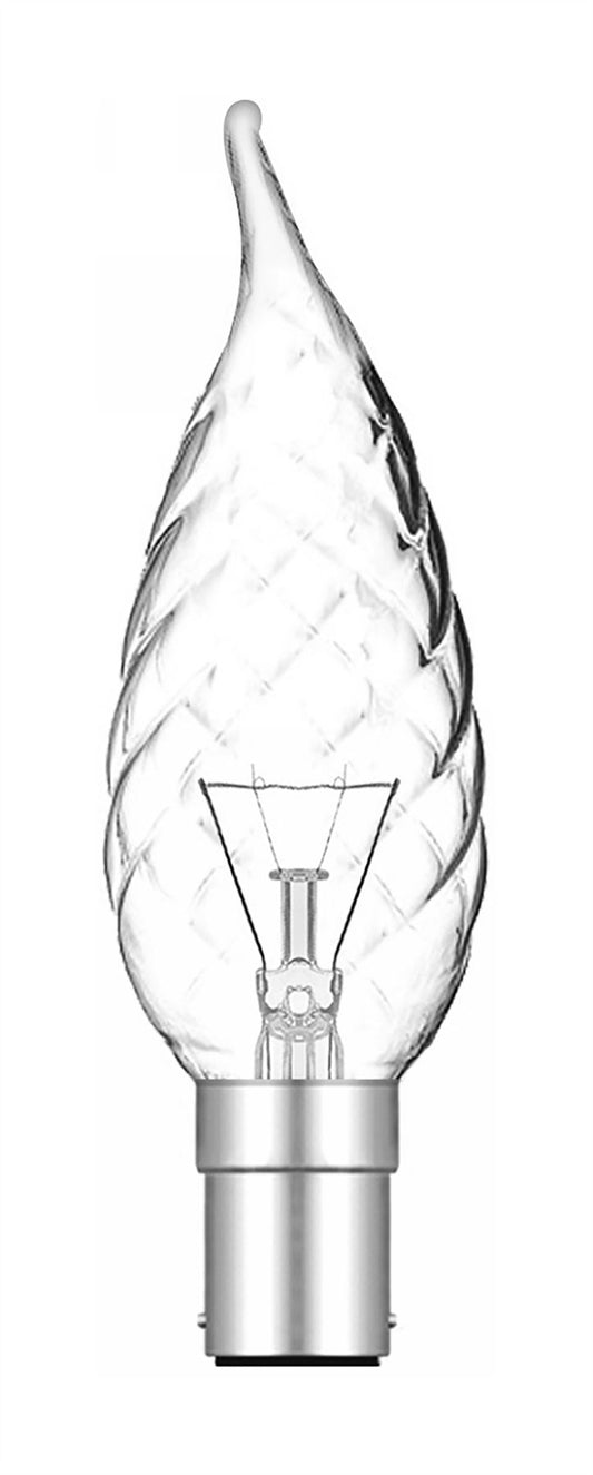 Luxram Candle Tip Twisted Clear B15 40W Incandescent