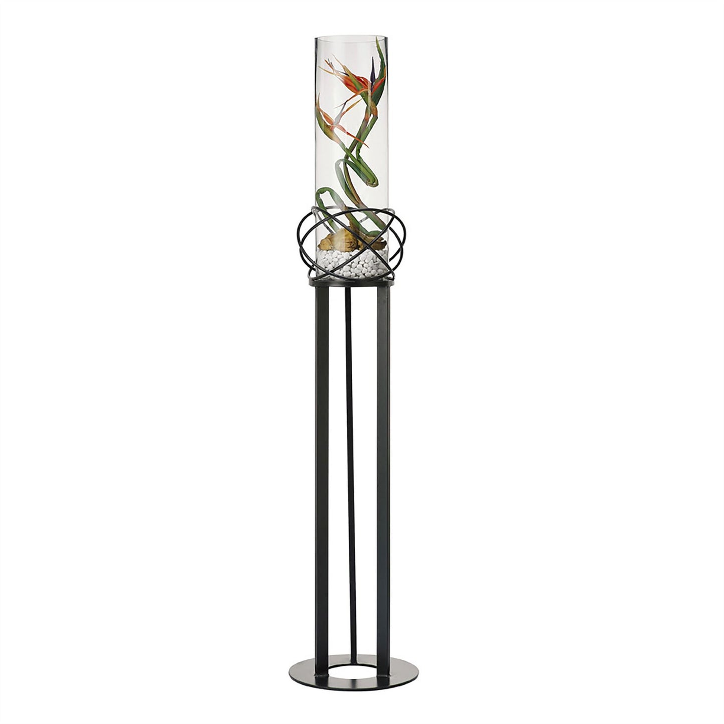 Diyas Home (DH) Oriana Floor Lamp Candle Holder 96Cm Black/Clear Glass