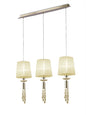 Mantra Tiffany Linear Pendant 3+3 Light E27+G9 Line, French Gold with Cream Shades & Clear Crystal