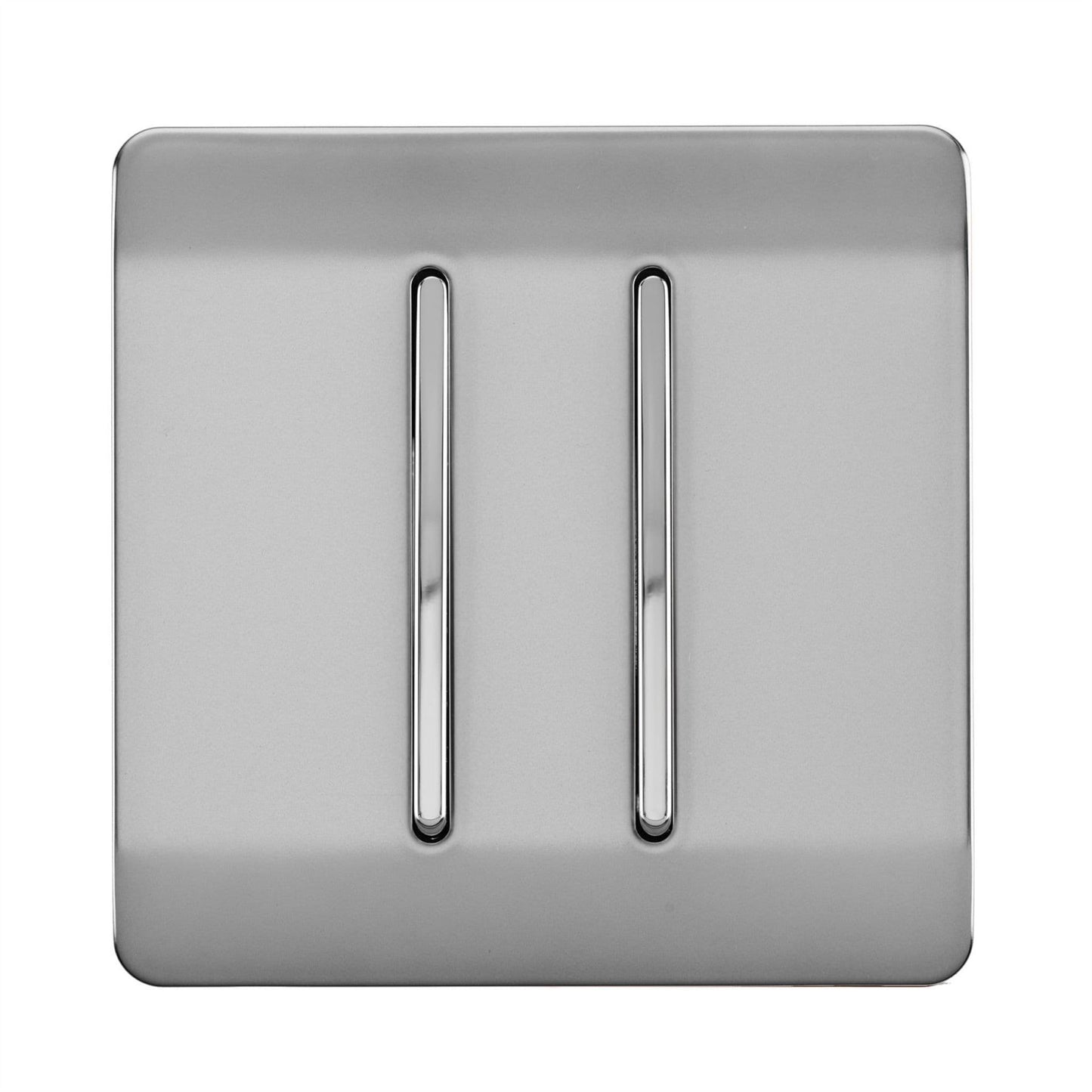 Trendi 2 Gang 2 Way Artistic Modern Glossy 10 Amp Rocker Tactile Light Switch Stainless Steel