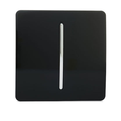 Trendi 1 Gang 2 Way 240V Screwless Artistic Modern Glossy 10 Amp Chrome Rocker Electrical Wall Light Switch in Piano Black (5 pack)