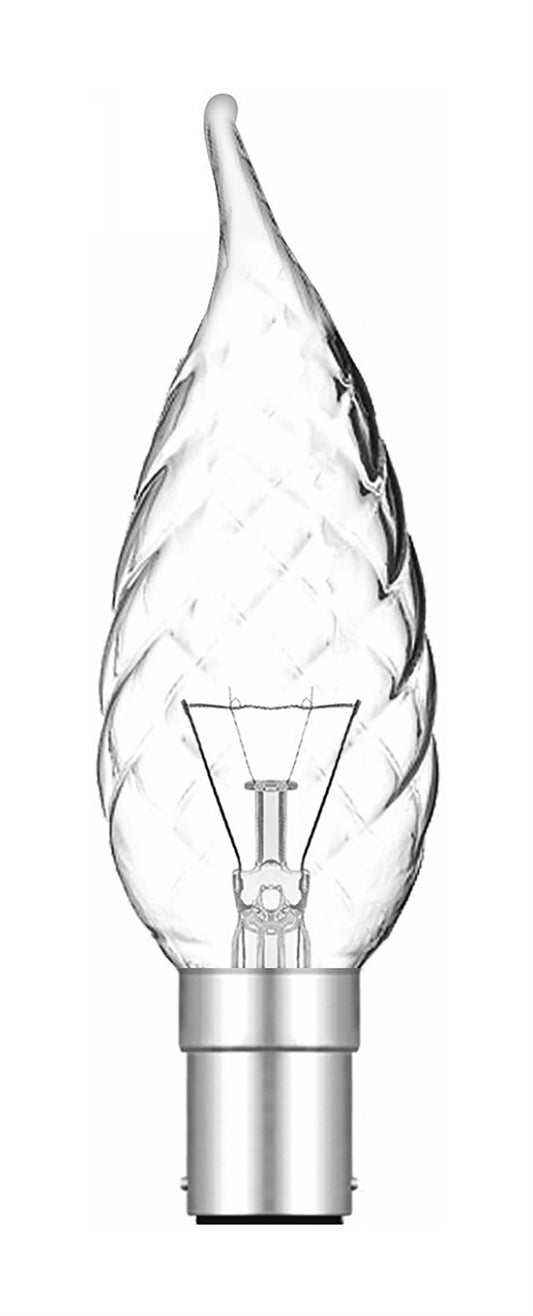 Luxram Candle Tip Twisted Clear B15 60W Incandescent