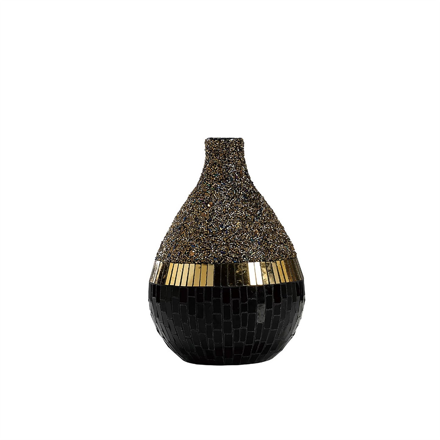 Diyas Home (DH) Mika Mosaic Vase Medium Black/French Gold Mosaic