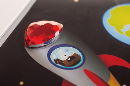 Diyas Home Crystal Wall Art (DH) Bambino Rocket In Space, Black Frame Red Crystal Framed