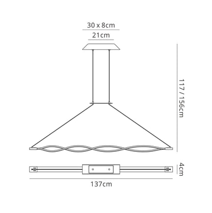 Mantra Sahara XL M5801 Sahara BR XL Linear Pendant 42W LED 2800K, 3400lm, Frosted Acrylic, Brown Oxide, 3yrs Warranty
