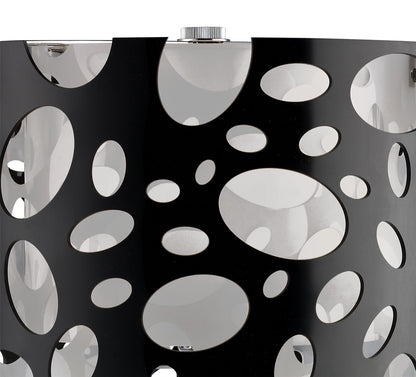 Mantra Lupin Table Lamp 1 Light E27, Gloss Black/White Acrylic/Polished Chrome, CFL Lamps INCLUDED