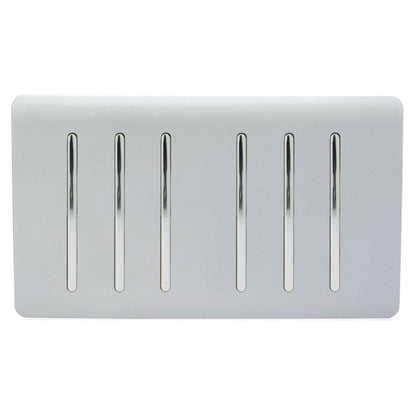 Trendi  6 Gang 2 Way Rocker Double Plate Light Switch in Silver - ART-SS66SI