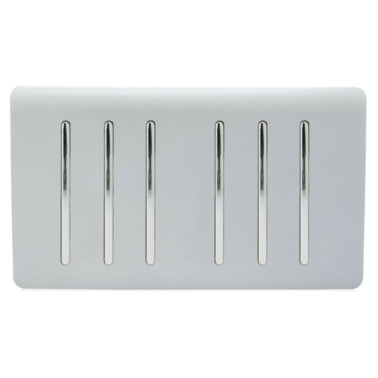 Trendi  6 Gang 2 Way Rocker Double Plate Light Switch in Silver - ART-SS66SI