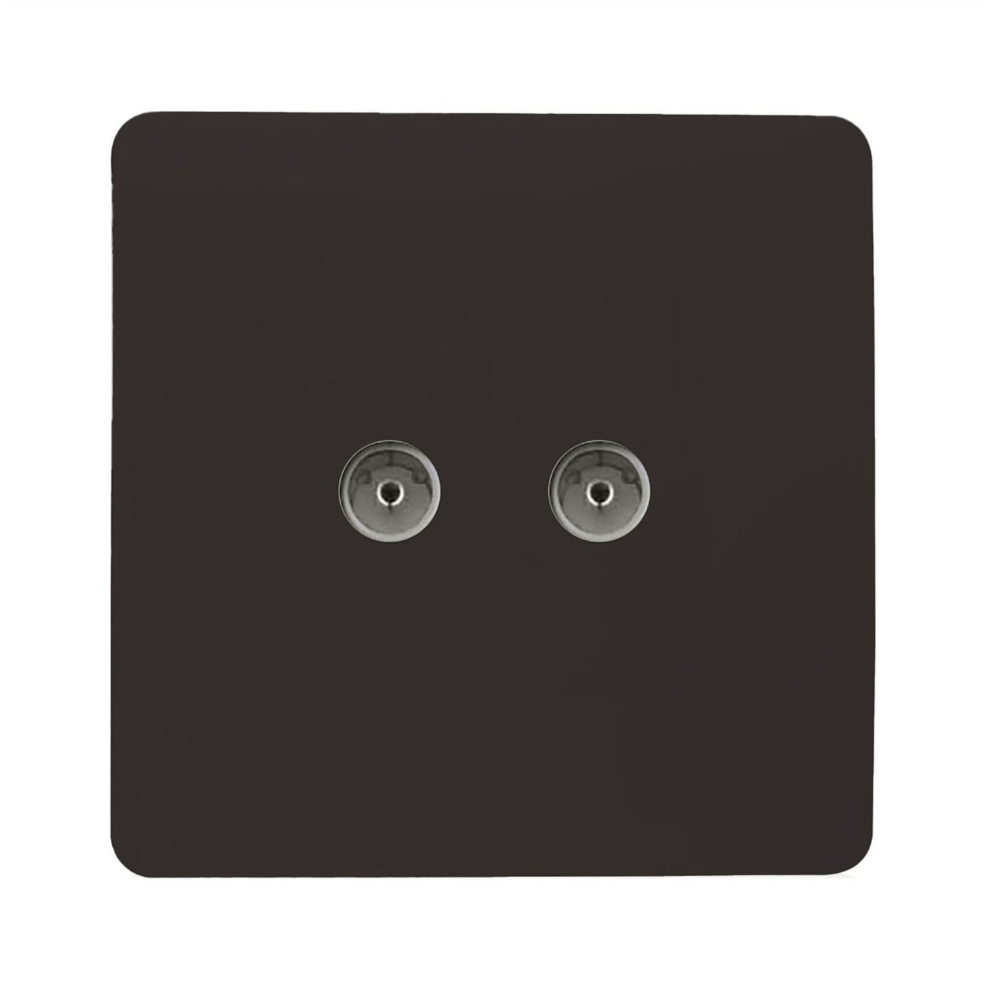 Trendi Artistic Modern Glossy Tactile 2 Gang TV Socket Dark Brown