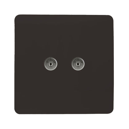 Trendi Artistic Modern Glossy Tactile 2 Gang TV Socket Dark Brown