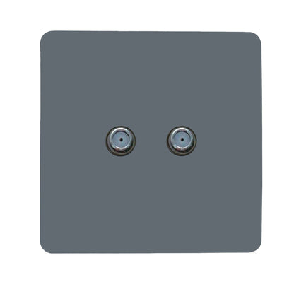 Trendi Switch 2 Gang Male F-Type Satellite Television Socket in Warm Grey