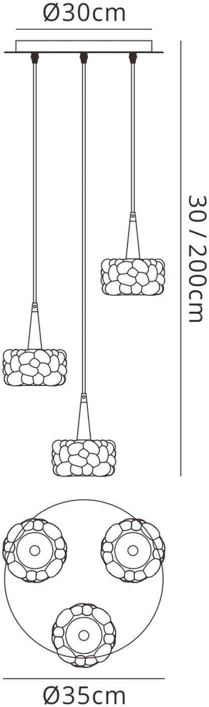 Mantra M3922 O2 Pendant 3 Light G9, Polished Chrome