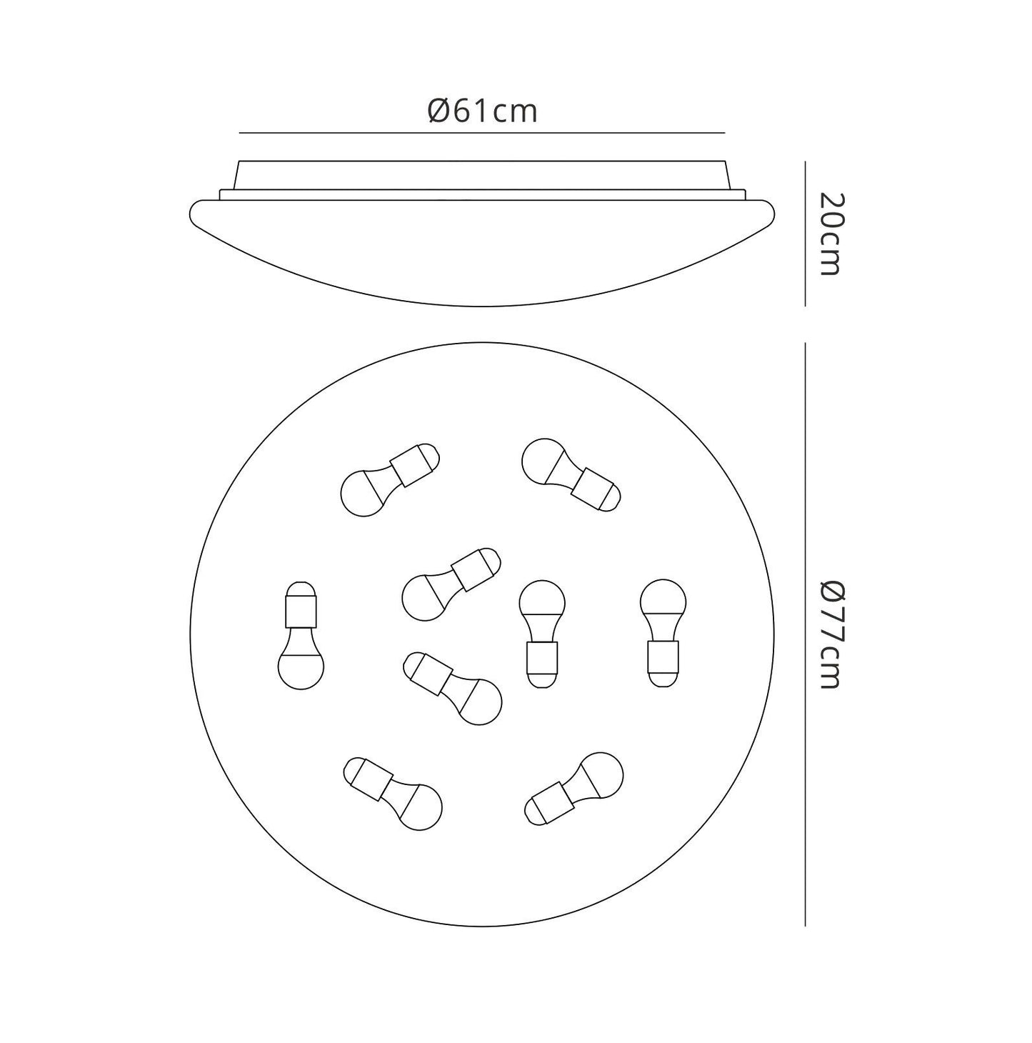 Mantra M6055 Zero E27 Ceiling/Wall Round 77cm, 9 x E27 (Max 20W), White Acrylic, 3yrs Warranty - M6055 Ceiling
