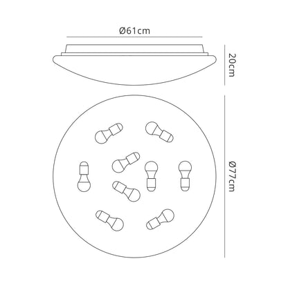 Mantra M6055 Zero E27 Ceiling/Wall Round 77cm, 9 x E27 (Max 20W), White Acrylic, 3yrs Warranty - M6055 Ceiling