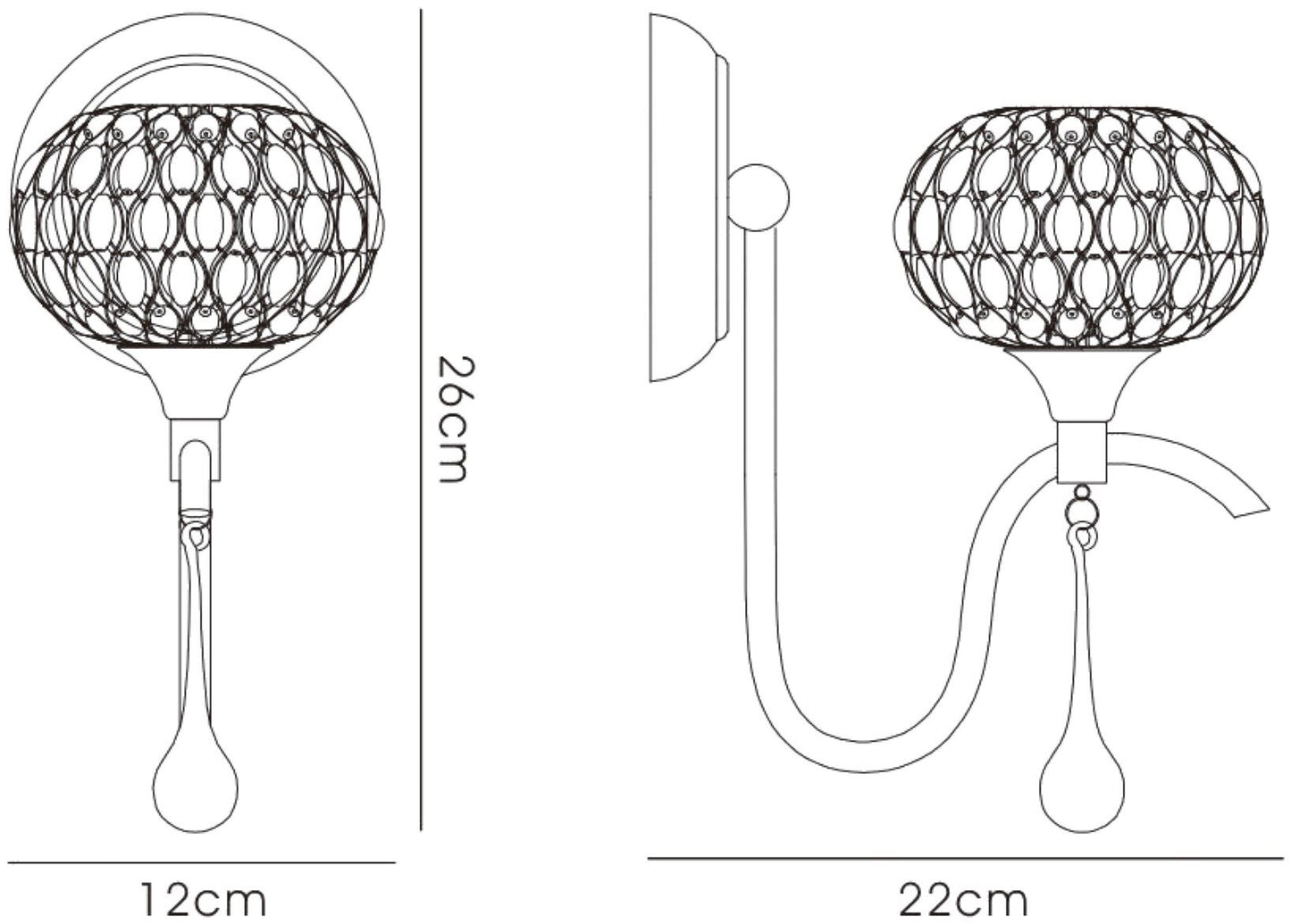 Diyas Chelsie Wall Light 1 Light G9 Polished Chrome/Clear Beaded Glass
