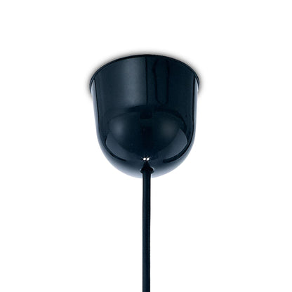 Deco Dako Black Pendant 1 Light E27 with 200 x 150mm Metallic Chrome Finish Cylinder Shade, c/w Ceiling Bracket