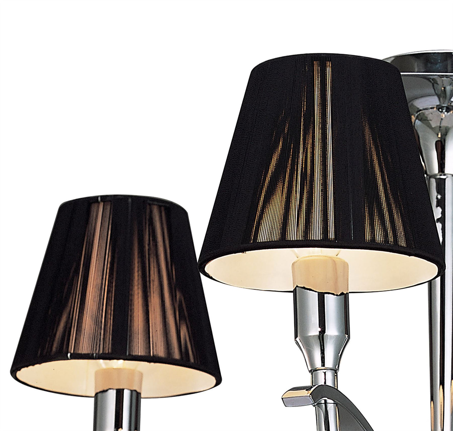 Mantra M0345 Siena Semi Ceiling Round 4 Light E14, Polished Chrome with Black Shades and Black Crystal