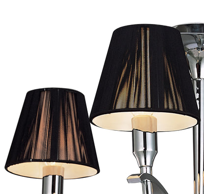 Mantra M0345 Siena Semi Ceiling Round 4 Light E14, Polished Chrome with Black Shades and Black Crystal