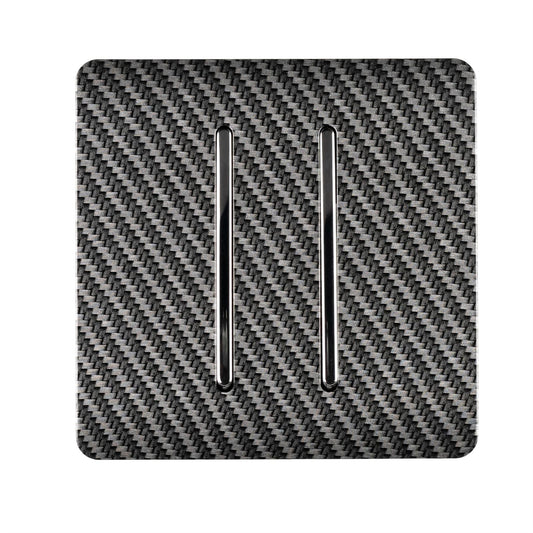 Trendi Switch 2 Gang 1 or 2 way Rocker Modern Designer Light Switch in Carbon Fibre