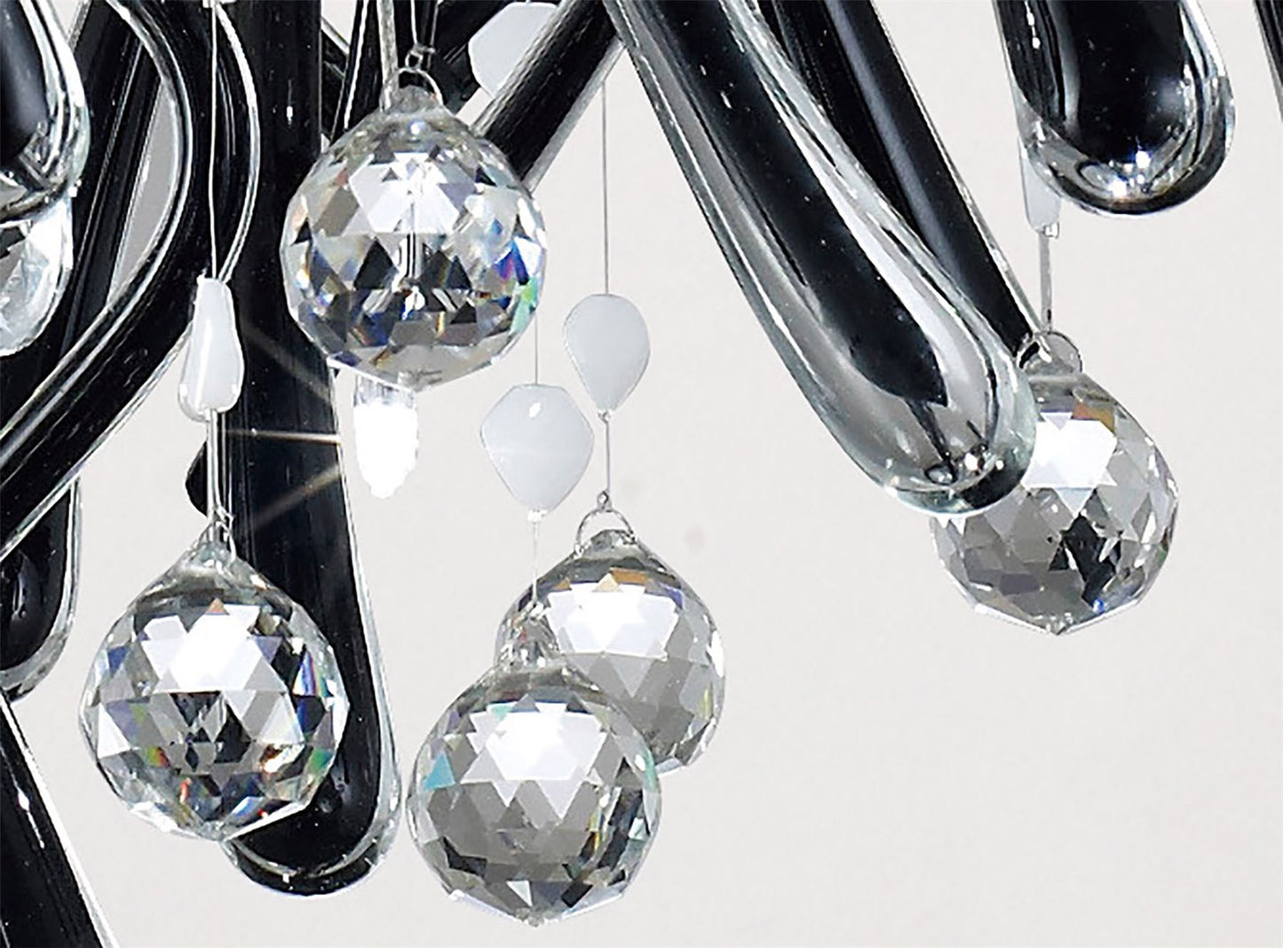 Diyas Class  Square 10 Light G4 Polished Chrome/Black Glass/Crystal, NOT LED/CFL Compatible Ceiling Pendant Light Fitting