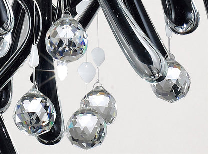 Diyas Class  Square 10 Light G4 Polished Chrome/Black Glass/Crystal, NOT LED/CFL Compatible Ceiling Pendant Light Fitting