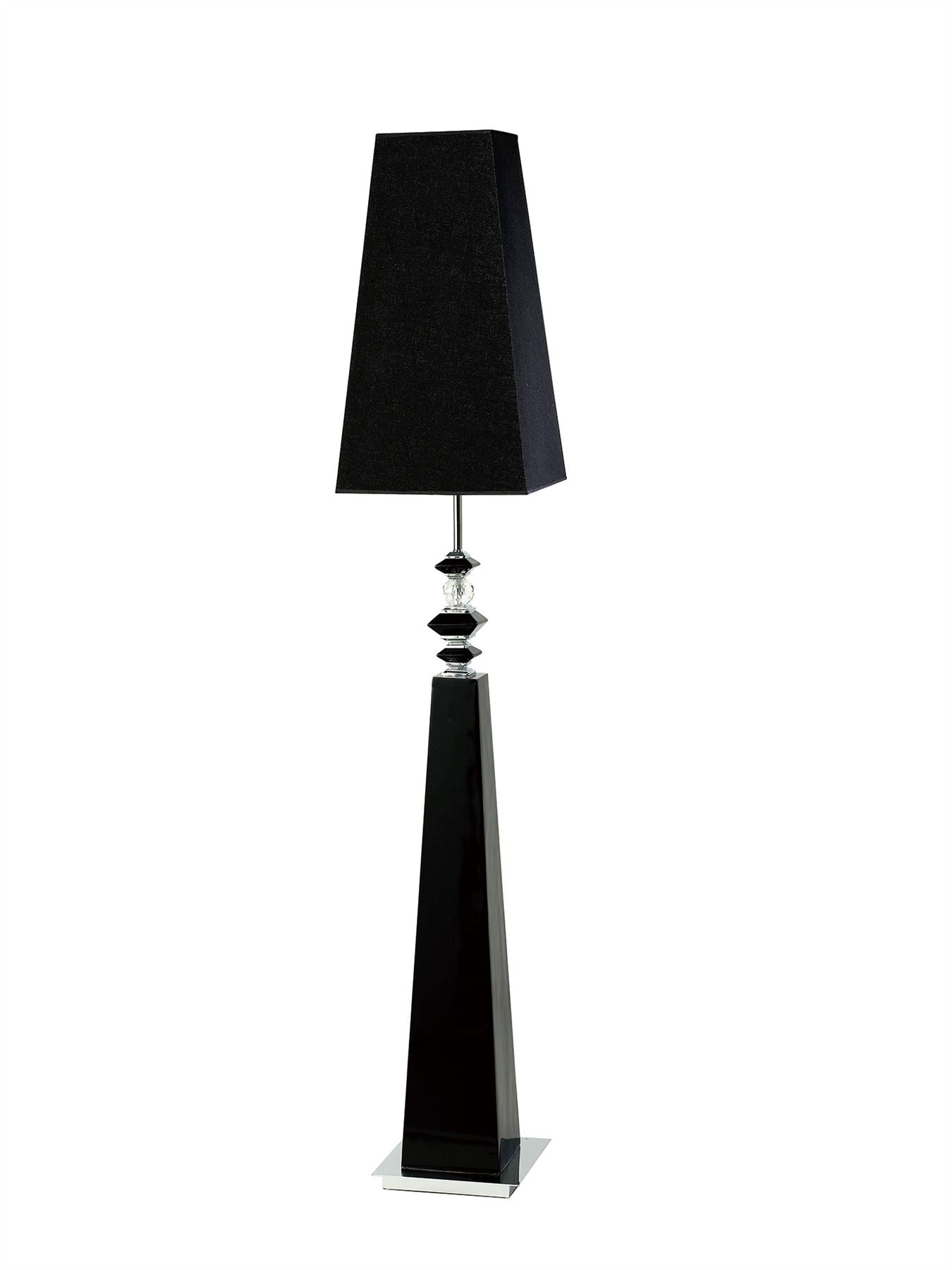 Diyas Home (DH) Galata Floor Lamp 1 Light E27 with Black Shade Black/Crystal