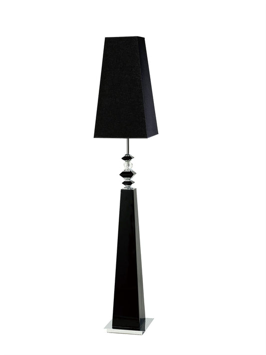 Diyas Home (DH) Galata Floor Lamp 1 Light E27 with Black Shade Black/Crystal
