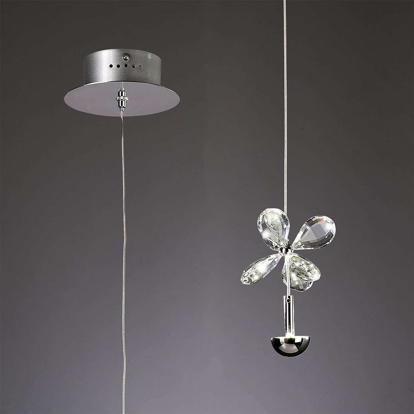 Diyas Aviva 12cm  1 Light 4000K LED Polished Chrome/Crystal Ceiling Pendant Light Fitting