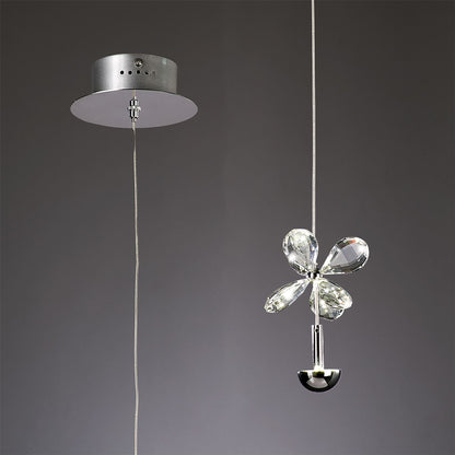 Diyas Aviva 12cm  1 Light 4000K LED Polished Chrome/Crystal Ceiling Pendant Light Fitting