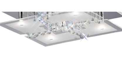 Diyas Chisora Square Flush  5 Light G9 Polished Chrome/Glass/Crystal Ceiling Light Fitting